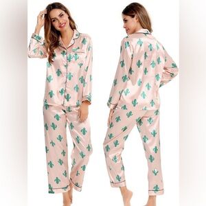 NEW! Satin Cactus Print Pajama Set
